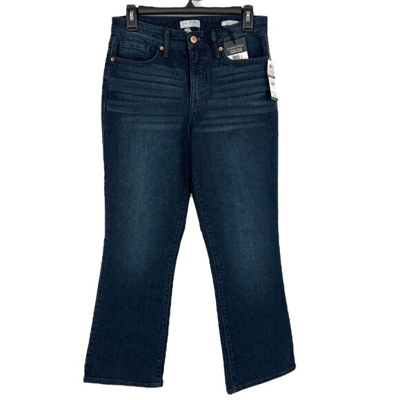 Sofia By Sofia Vergara Mayra Crop Flare Womens Denim Jeans Size 6 Dark Wash NWT - Picture 1 of 12